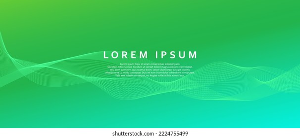 Fondo de degradado verde moderno con líneas abstractas onduladas