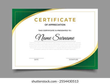 modern green gradient business certificate cover template luxury design