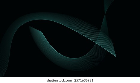 Modern green gradient flowing wave lines. Futuristic technology concept.