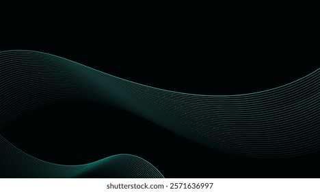Modern green gradient flowing wave lines. Futuristic technology concept.