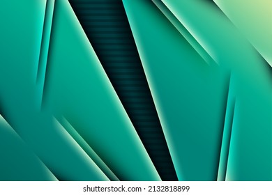modern green gradient geometric overlap glowing stripes composition