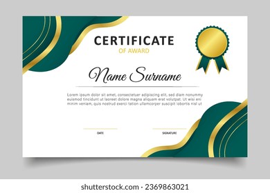 modern green gradient luxury certificate business template design