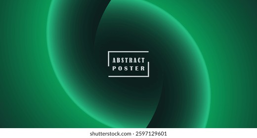 Modern green gradient poster background vector set. Minimalist style cover template with vibrant perspective 3D geometric prism shapes collection.