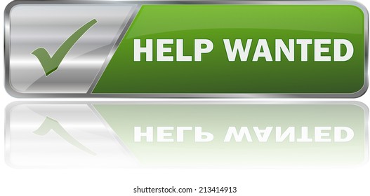 modern green help wanted label sign