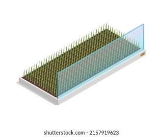 Modern green house isometric composition with isolated image of futuristic gardening appliance smart garden vector illustration