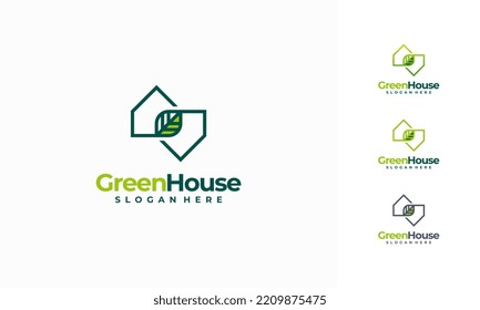 Diseños modernos del logotipo de la Casa Verde concepto vectorial, diseño del logotipo de la construcción plantilla