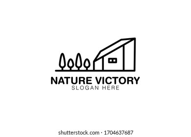 concepto vectorial del logotipo de la casa verde moderna para la empresa, la victoria y los negocios con estilos sencillos, líneas y elegantes 