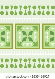 Modern Green Industrial Design with Traditional Geometric Ornament Seamless Pattern Border Striped. Abstract Floral Shaped Decoration for Bedding Pillow Cushion Embroidery Apparel Fashion Tiles Mosaic