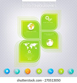 Modern green infographic design with place for your text. Business concept with 3, 4 options. Can be used for workflow layout, diagram, chart, number options, web design