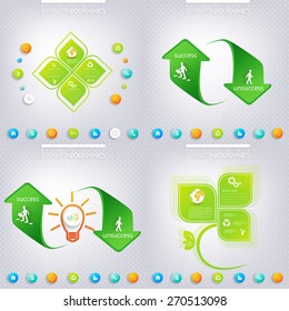 Modern green infographic design with place for your text. Business concept with 3, 4 options. Can be used for workflow layout, diagram, chart, number options, web design