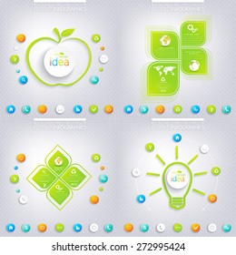 Modern green infographic design with place for your text. Business concept with 3, 4 options. Can be used for workflow layout, diagram, chart, number options, web design.