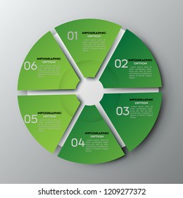 Modern green infographic vector abstract 6 steps infographic elements.Circular or cycle infographics