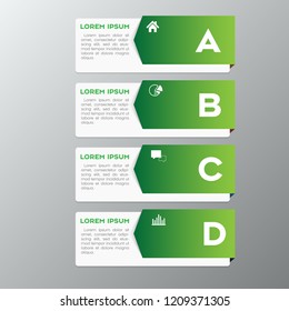 Modern Green infographics 4 options. , steps, parts. Can be used for workflow layout, diagram, step by step infographics, graph, chart, diagram, web design.