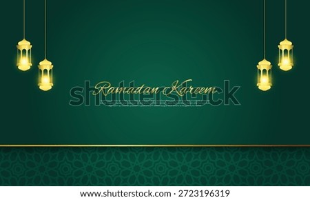 modern green islamic background with lantern copy space background