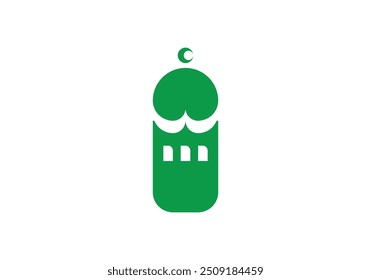 Modern Green Islamic Mosque logo icon. Vector illustration flat style simple and bold.