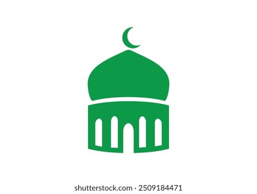 Logo-Symbol der modernen Grünen Islamischen Moschee. Vektorgrafik flach Stil einfach und fett.