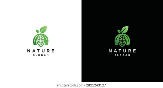 Modern Green Leaf Beetle Nature Logo Design