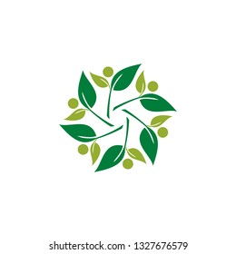 Modern Green Leaf Eco Icon Template Logo