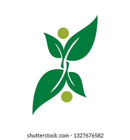 Modern Green Leaf Eco Icon Template Logo