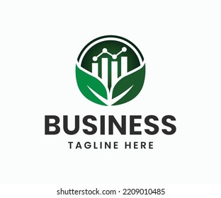 Modern Green Leaf Financial Logo Design Template
