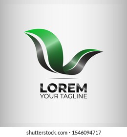 Modern Green Leaf Logo Icon Design. Elegant Eco Concept with Abstract Style. Vector Design for Business Sign, Identity, Label, Badge