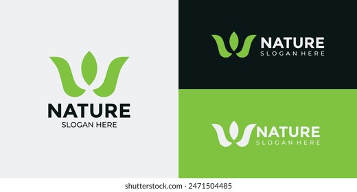 modern green leaf logo illustration