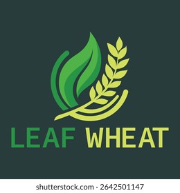 Modern Green Leaf and Wheat Emblem, Farm Branding logo, Leaf and Wheat Concept, Organic Leaf and Wheat Icon for Farming and Natural Products