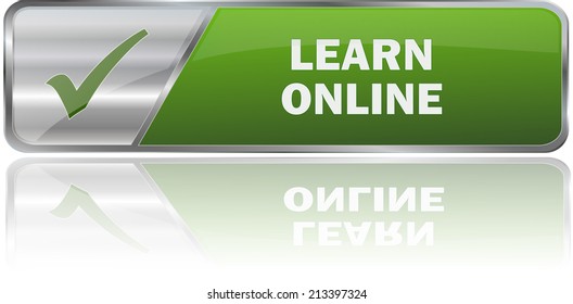 modern green learn online label sign