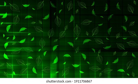 Modern green leaves pattern background