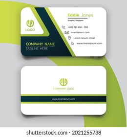 Modern green light line busines card template design