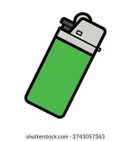 Modern green lighter with sleek design and silver top