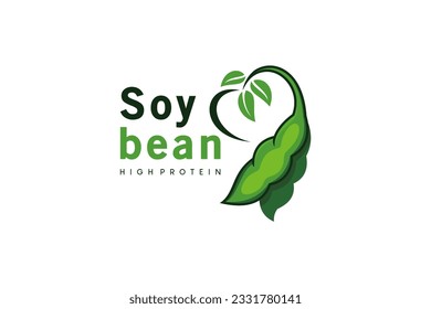 Modern green love soybean logo design