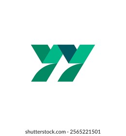 Modern green M, Y letter vector logo design template