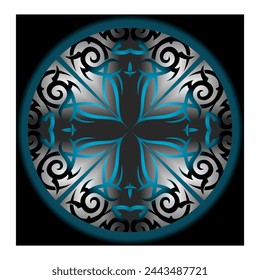 Moderne grüne Mandala Vektor, Ikone Batik, Kreis, freies Design.