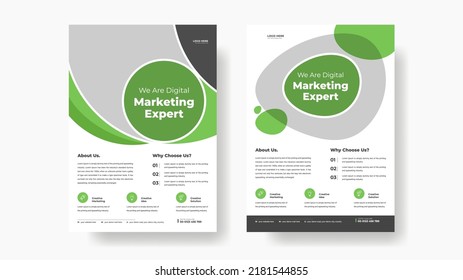 Modern green marketing expert flyer design template, corporate print ready flyer