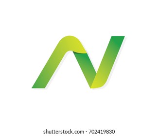 Modern Green Metal Ribbon N Letter Alphabet Symbol, Suitable For Technology, Renewable Energy Industry, Finance, Creative, Marketing And Other Digital Business Related Company