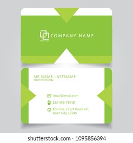 Modern Green name card and business card with creative design horizontal curve corner standard size vector illustration template