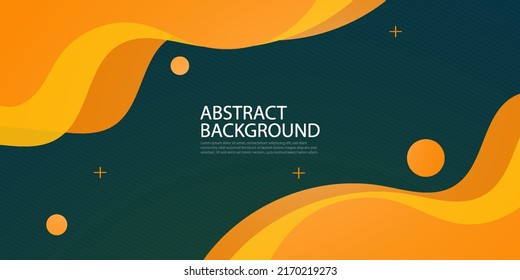 Modern green orange geometric business banner design. creative banner design with wave shapes and lines for template. Simple horizontal banner. Eps10 vector