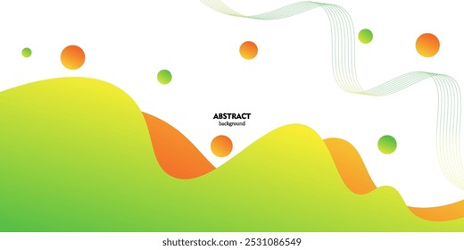 Modern green and orange geometric business banner design. Creative banner design with wave shapes and fluid lines on white background as a template. eps 10