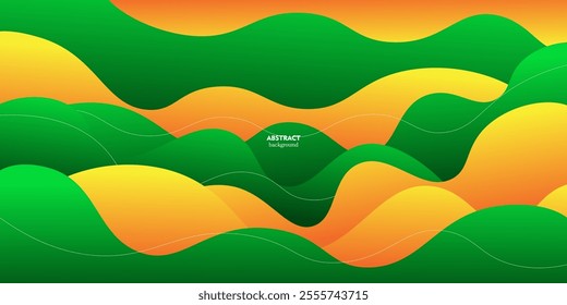 Modern green and orange geometric business banner design. Creative banner design with wave and line shape as template. Simple horizontal banner. Eps10