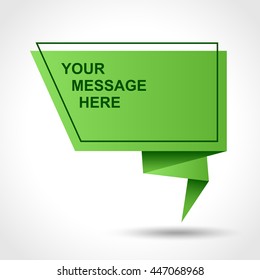 Modern green origami speech bubble, Vector Eps 10