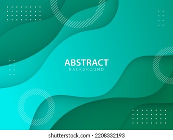 modern green paper cut waves abstract background with transparent lines