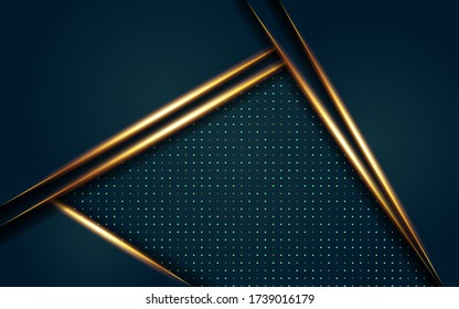modern green premium abstract vector background banner with golden light lines in dots texture.