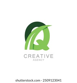 Modern Green Q Logo for Creative Agency Design

