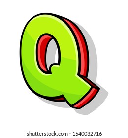 Modern Green And Red Playful Capital Letter Q From Font And Alphabet Vector Illustration Cartoon Style