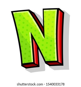 Modern Green And Red Playful Capital Letter N From Font And Alphabet Vector Illustration