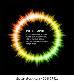 modern green red yellow circle text box template for website computer graphic and internet, dark black background. Brochure. text box. banner. card.