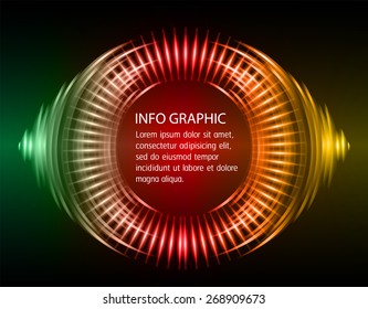 modern green red yellow circle text box template for website computer graphic business and internet, dark black background. Brochure. text box. banner. card. wave