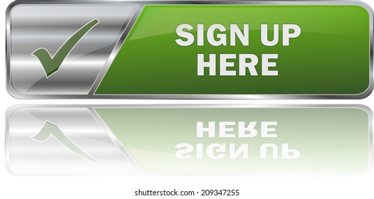 modern green sign up here button