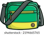 Modern green sling bag cartoon vector
